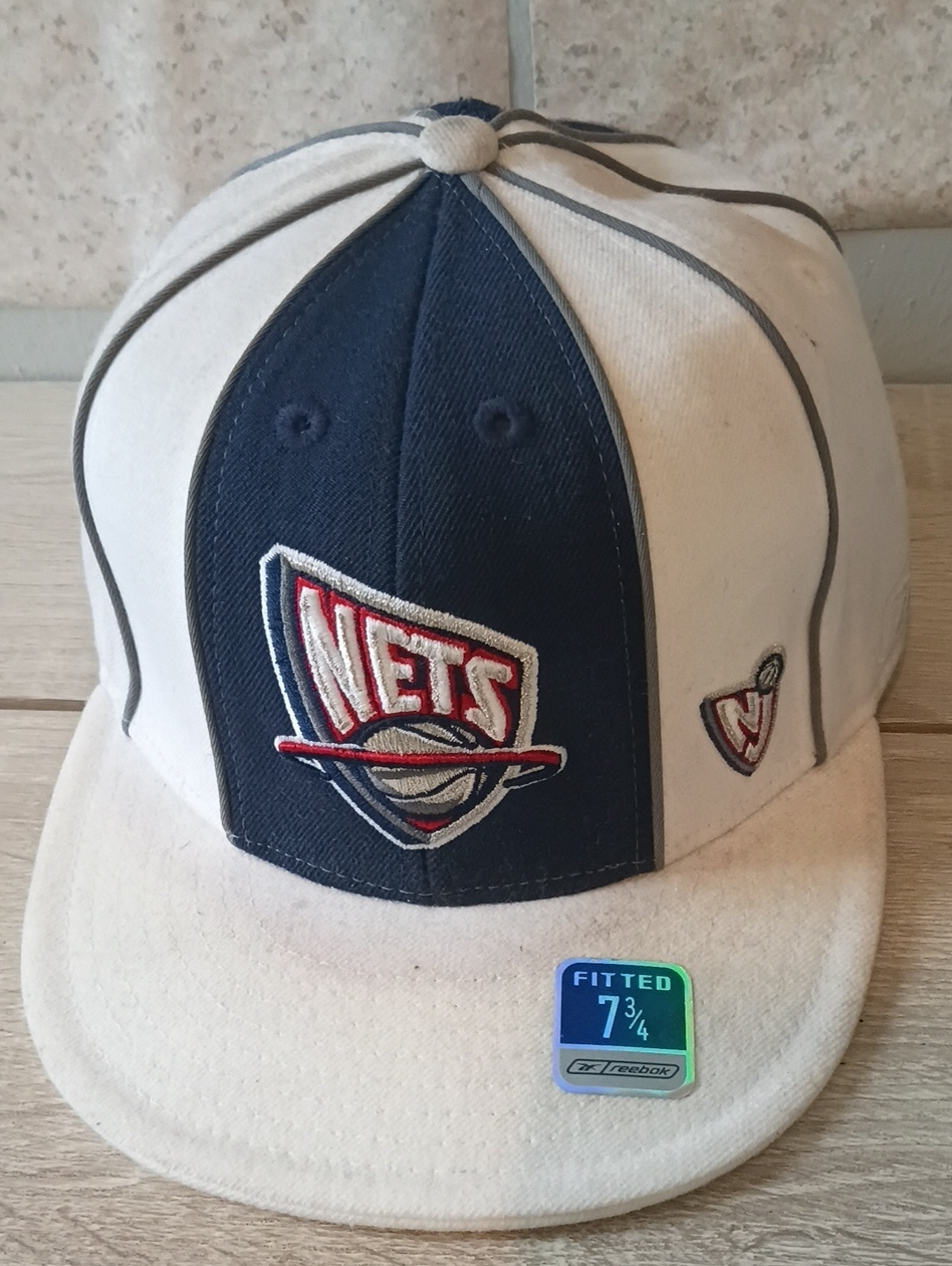 Reebok Nets Two-Tone Fitted Cap In Navy, White & Red Trim